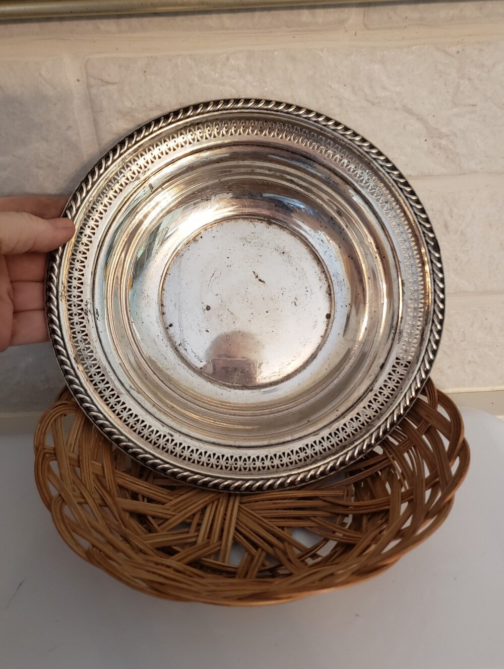Silverplate Dish With Basket Base, Vintage, Used